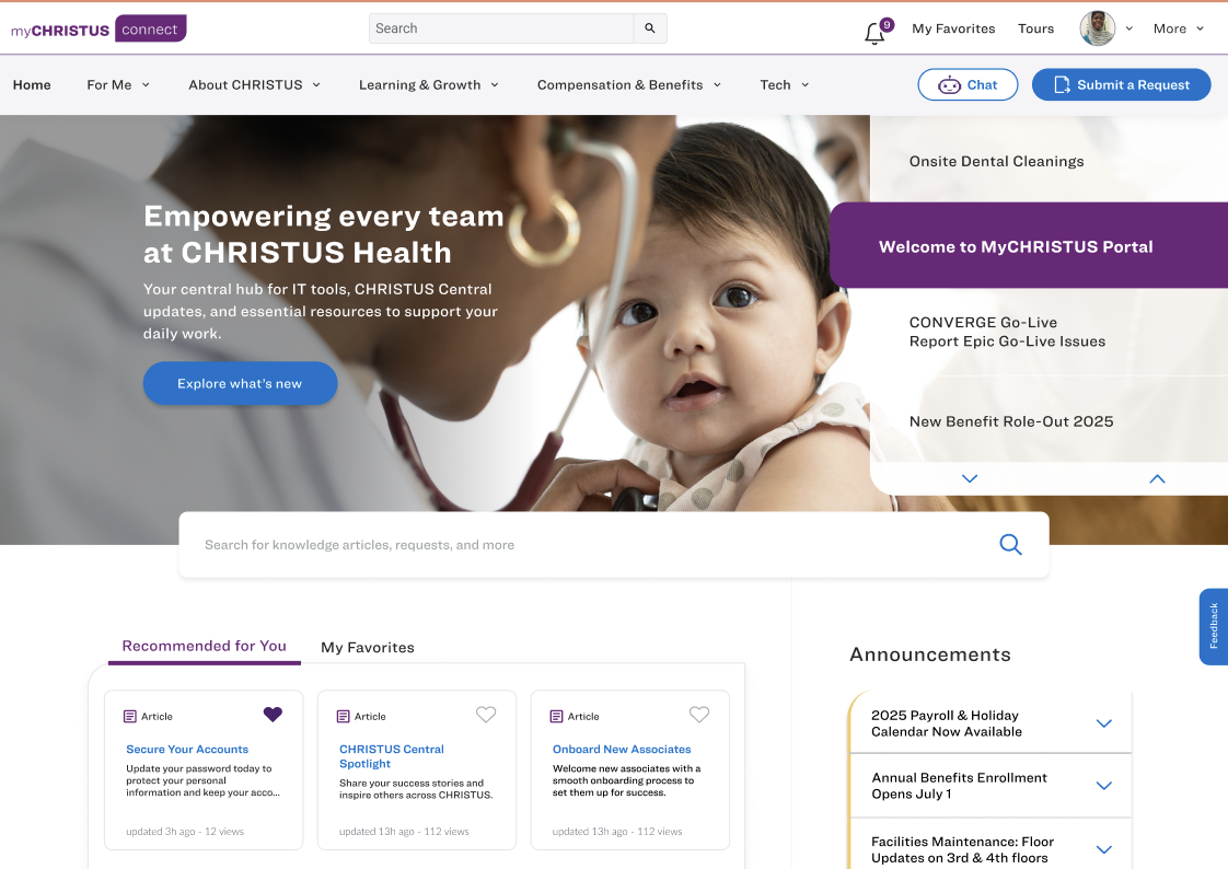 The personalized homepage.